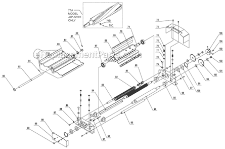 Page C Diagram and Parts List for JJP-12HH 708476 Jet Planer Jointer
