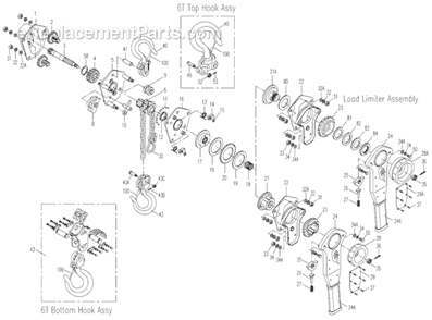 Page A Diagram and Parts List for JLP-600  Jet Hoist & Winch