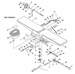 Page A Diagram and Parts List for JSL-6J  Jet Planer Jointer