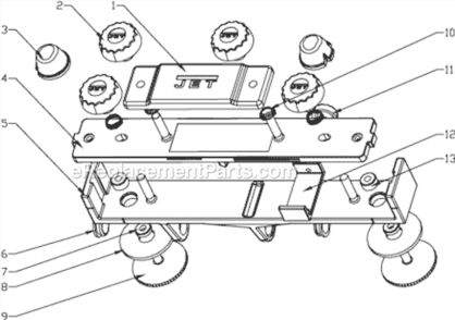 Part Location Diagram of 708032-104 Jet Middle Plate