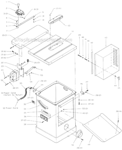 Part Location Diagram of JT9-JTAS10L-14W Jet TABLE