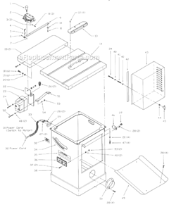 Page A Diagram and Parts List for JTAS-12 708536 Jet Table Saw