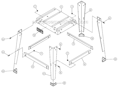 Page B Diagram and Parts List for JWBS-14OS 708113A Jet Band Saw