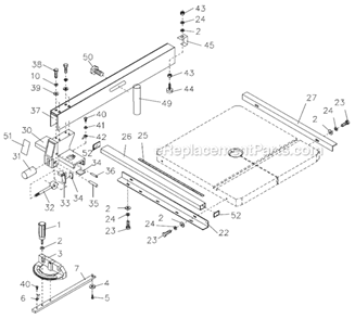Page E Diagram and Parts List for JWBS-16B 708749B Jet Band Saw