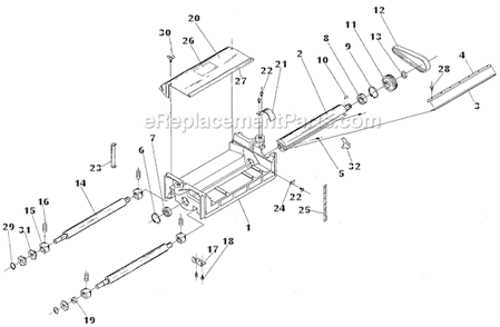 Cutterhead Diagram and Parts List for JWP-12  Jet Planer Jointer