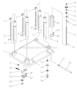 Page D Diagram and Parts List for JWP-208-3 708584 Jet Planer Jointer