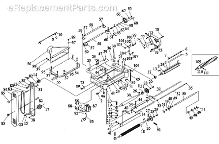 Page A Diagram and Parts List for JWP-208HH 708544 Jet Planer Jointer