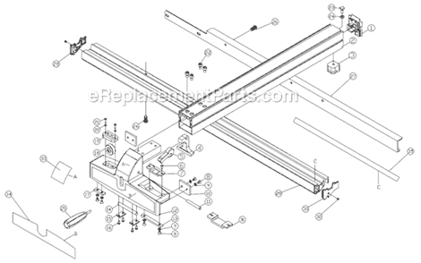 Page A Diagram and Parts List for JWSS-10LFR 708770 Jet Table Saw