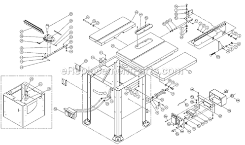 Page D Diagram and Parts List for JWSS-10LFR 708770 Jet Table Saw