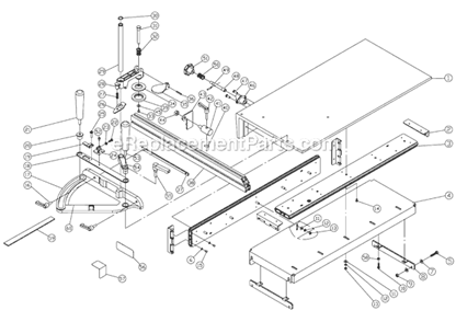 Page E Diagram and Parts List for JWSS-10LFR 708770 Jet Table Saw