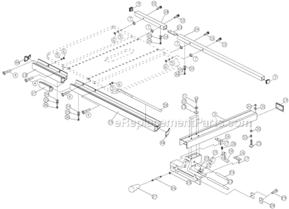 Page C Diagram and Parts List for JWTS-10JF 708301 Jet Table Saw