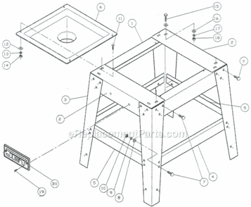 Page D Diagram and Parts List for JWTS-10JF 708301 Jet Table Saw