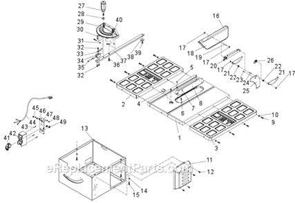 Part Location Diagram of JWTS10-MG Jet Miter Gauge Assembly