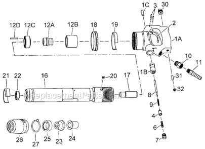 Page A Diagram and Parts List for RB-91D 550094K Jet Riveter