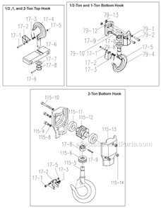 Page D Diagram and Parts List for SS-1C 1/2T Jet Hoist & Winch