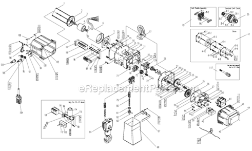 Page C Diagram and Parts List for SS-1C 3T Jet Hoist & Winch