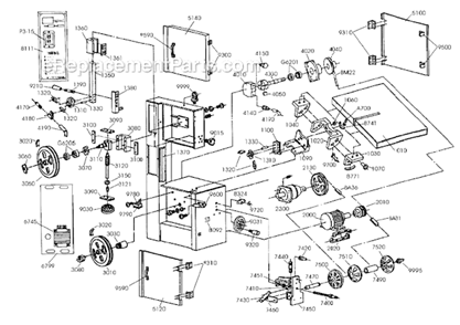 Page A Diagram and Parts List for VBS-1408  Jet Band Saw