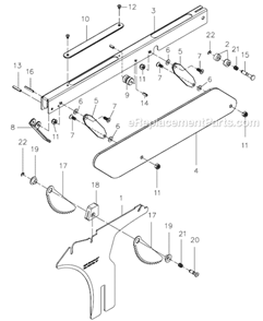 Page C Diagram and Parts List for XACTA 708674 Jet Table Saw
