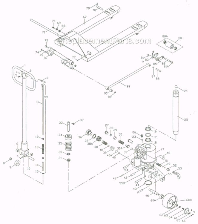 Page A Diagram and Parts List for PT-2042J 140084 Jet Hand Truck & Dolly
