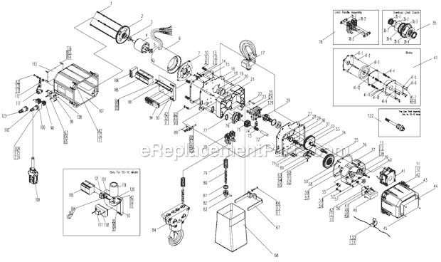Page C Diagram and Parts List for SS-1C 5T Jet Hoist & Winch