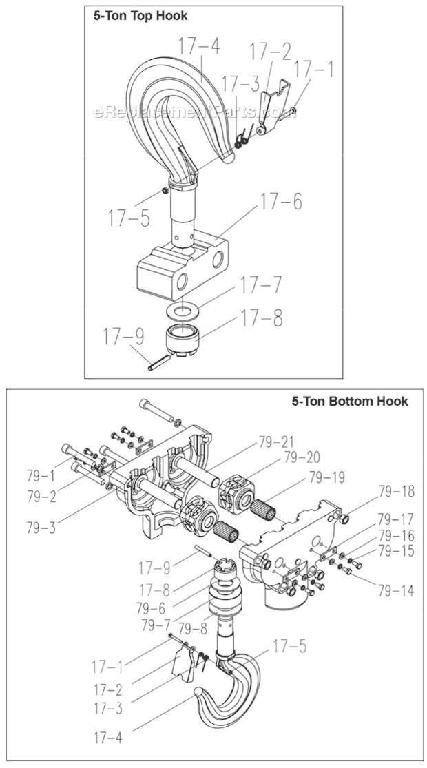 Page D Diagram and Parts List for SS-1C 5T Jet Hoist & Winch