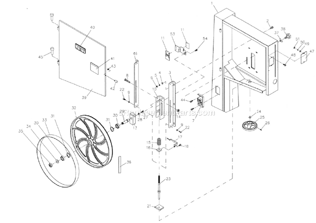 Page A Diagram and Parts List for VBS-18MW  Jet Band Saw