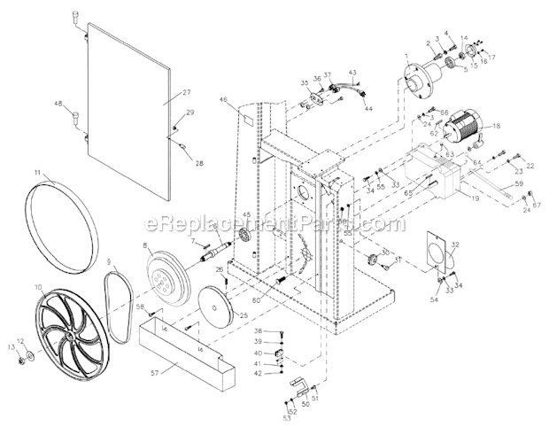 Page B Diagram and Parts List for VBS-18MW  Jet Band Saw