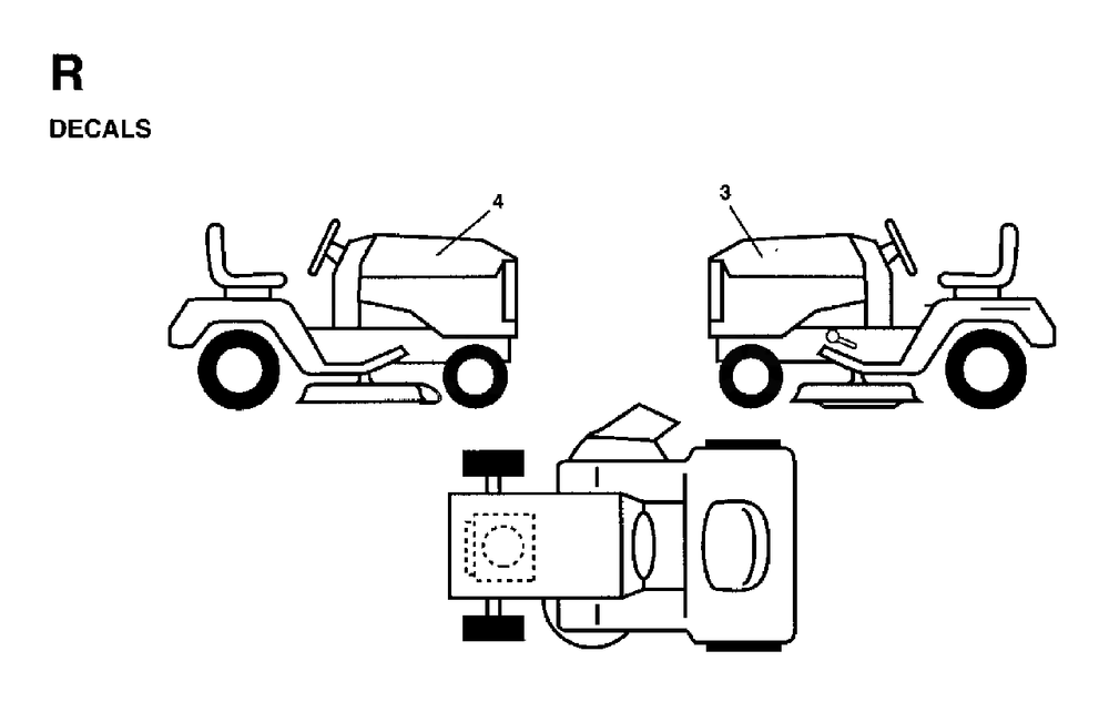 Decals Diagram and Parts List for LR11 (954130002)(1997-04) Jonsered Lawn Tractor