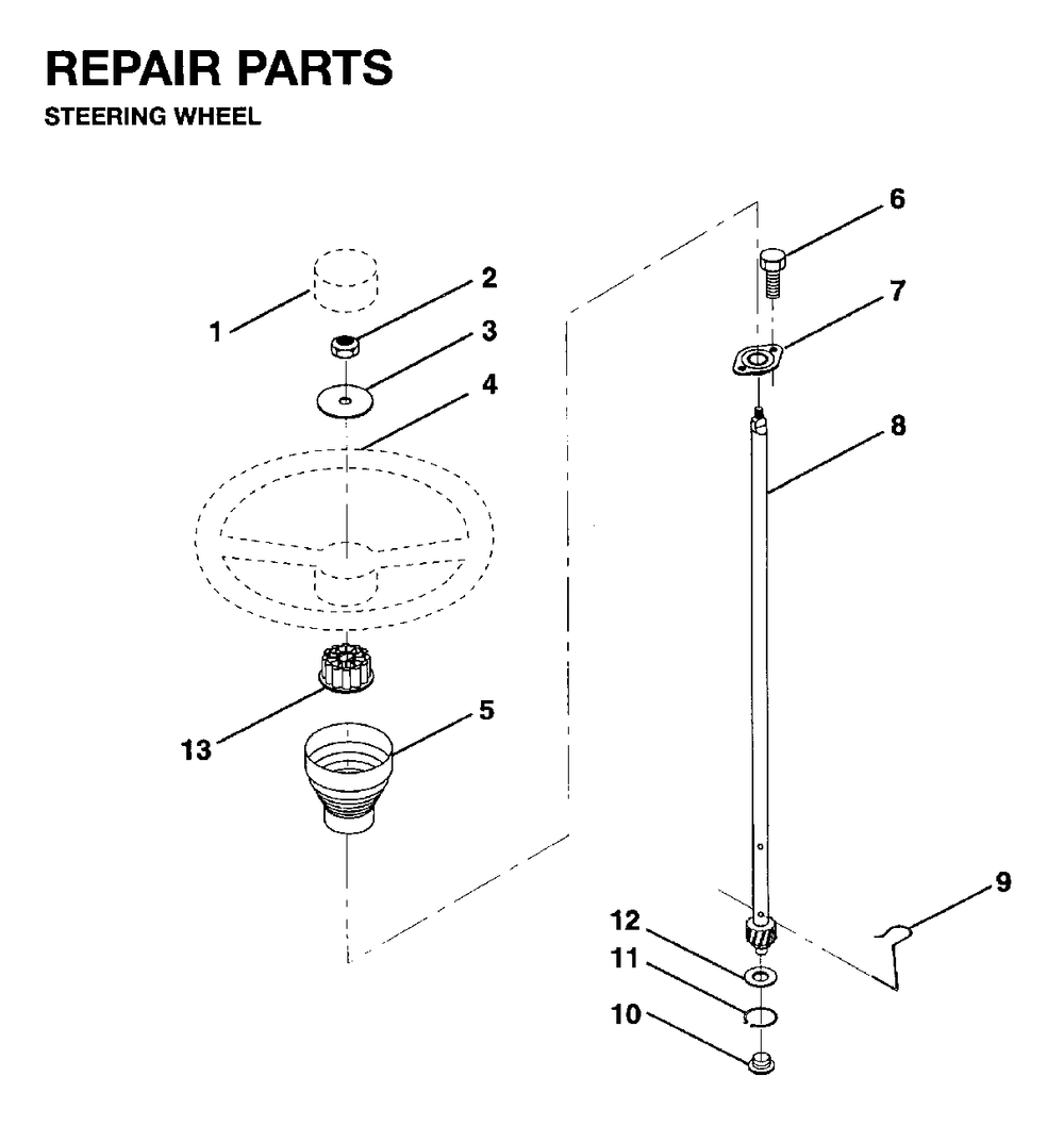 Steering Diagram and Parts List for LR10 1995-01 Jonsered Lawn Tractor