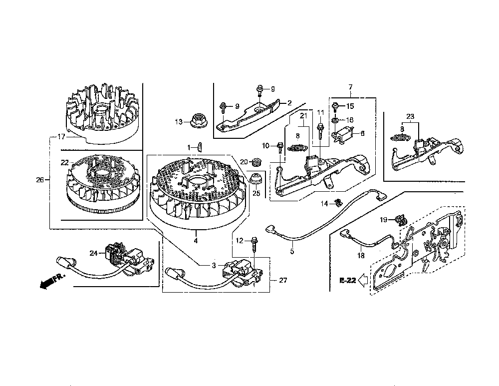 Flywheel Diagram and Parts List for L4721-96795730100  Jonsered Lawn Mower