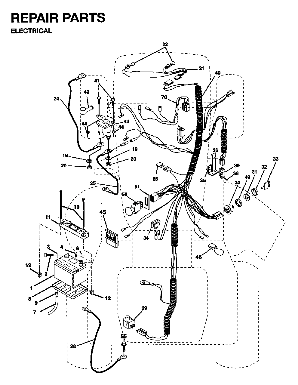 Electrical Diagram and Parts List for YTH16 1995-01 Jonsered Lawn Tractor