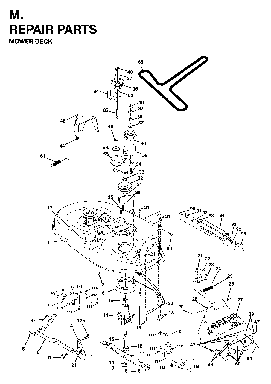 Mower Deck / Cutting Deck Diagram and Parts List for LTH15 (954820171)(1996-01) Jonsered Lawn Tractor
