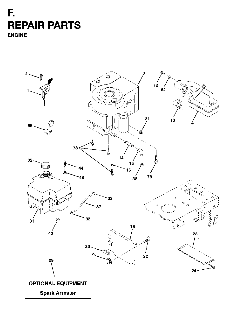 Engine Cutting Equipment Diagram and Parts List for LTH15 (954820171)(1996-01) Jonsered Lawn Tractor