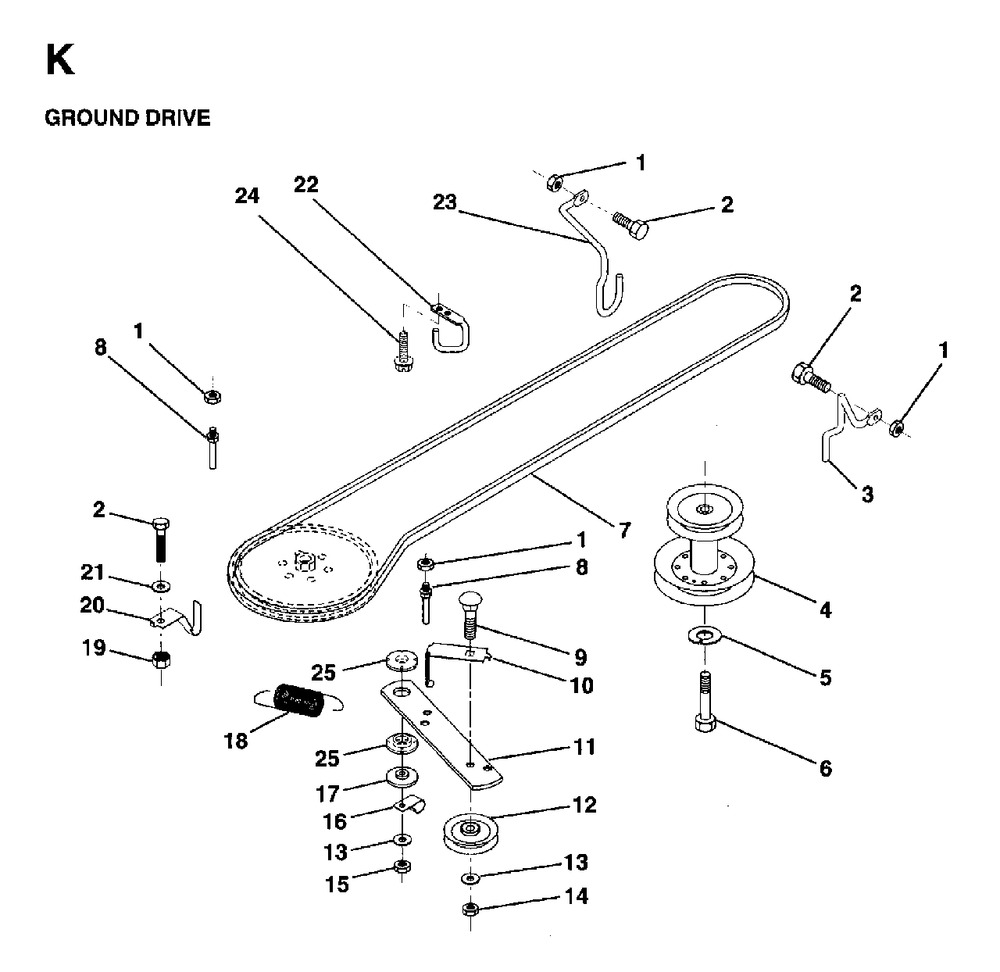Drive Diagram and Parts List for LR12 (954003411)(1997-04) Jonsered Lawn Tractor