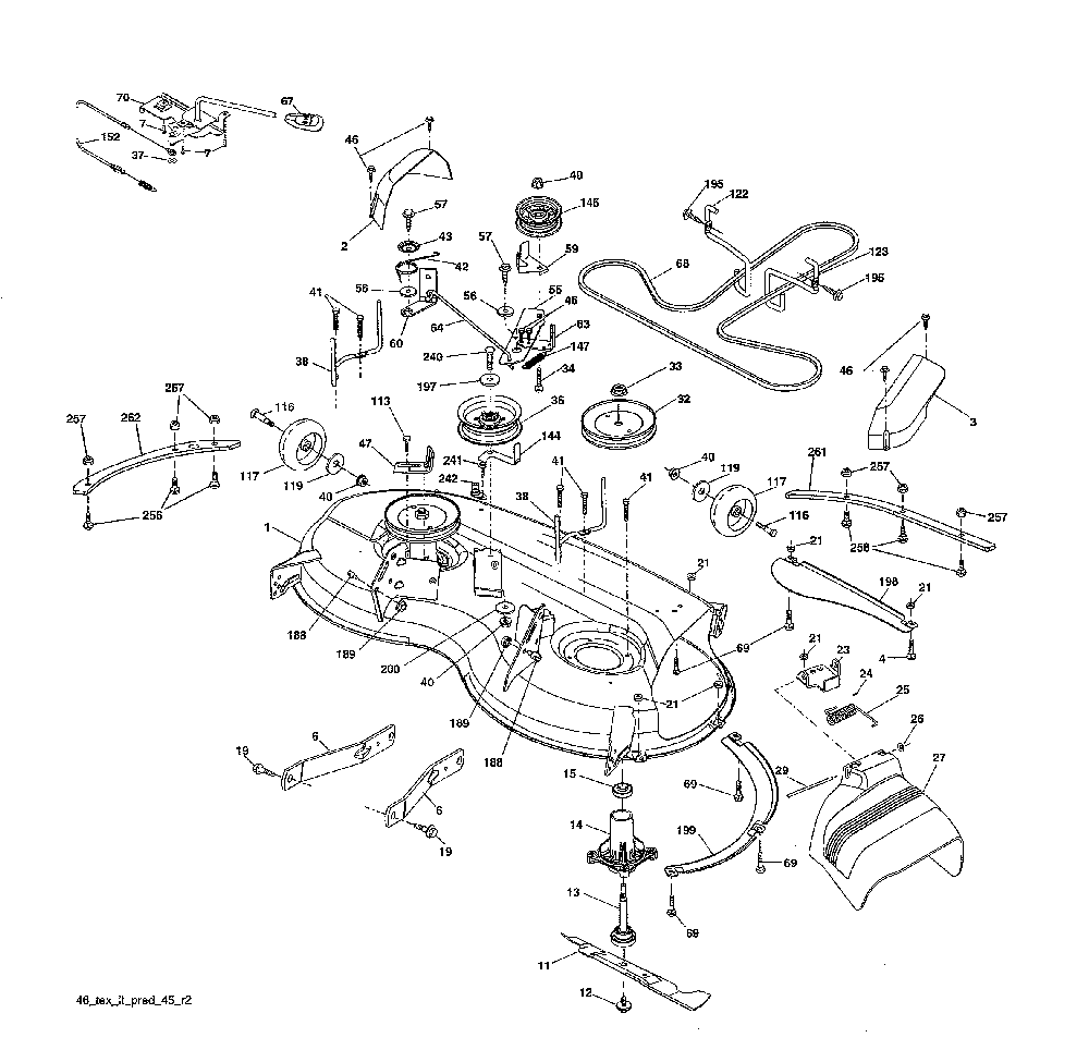 Mower deck Diagram and Parts List for 96043019700  Jonsered Lawn Tractor