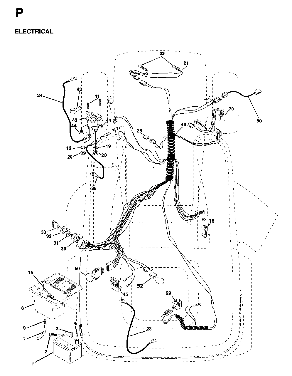 Electrical Diagram and Parts List for LT15 (954130003)(1997-04) Jonsered Lawn Tractor
