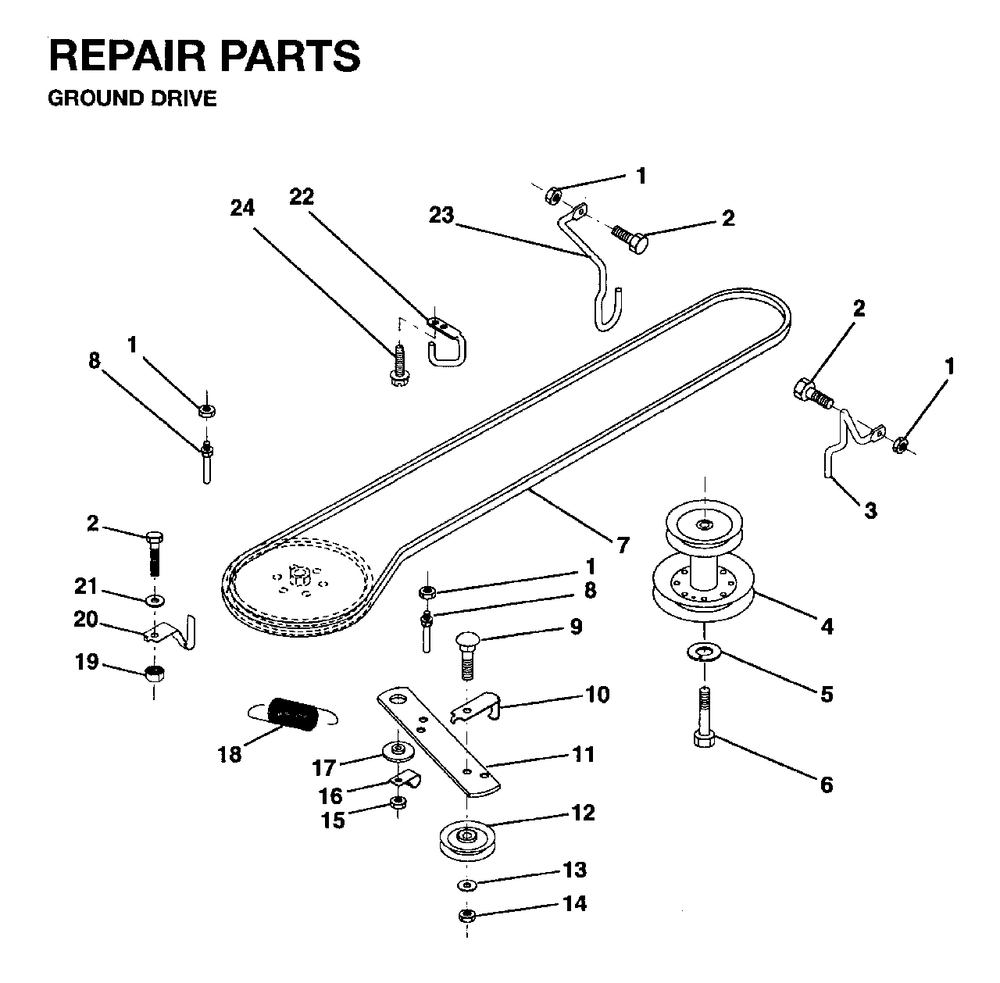 Drive Diagram and Parts List for LR10 1995-01 Jonsered Lawn Tractor