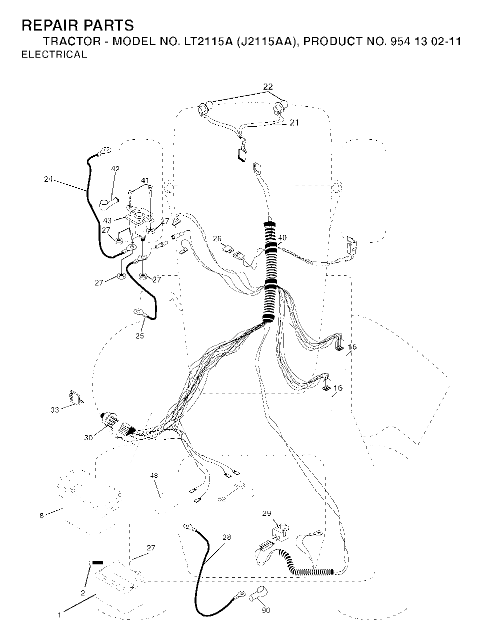 Electrical Diagram and Parts List for LT2115A (954130211)(2004-01) Jonsered Lawn Tractor