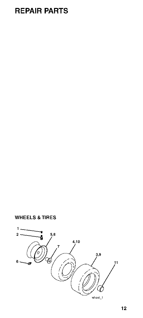 Wheels Tires Diagram and Parts List for LT2118CMA (954130217-B)(2004-06) Jonsered Lawn Tractor