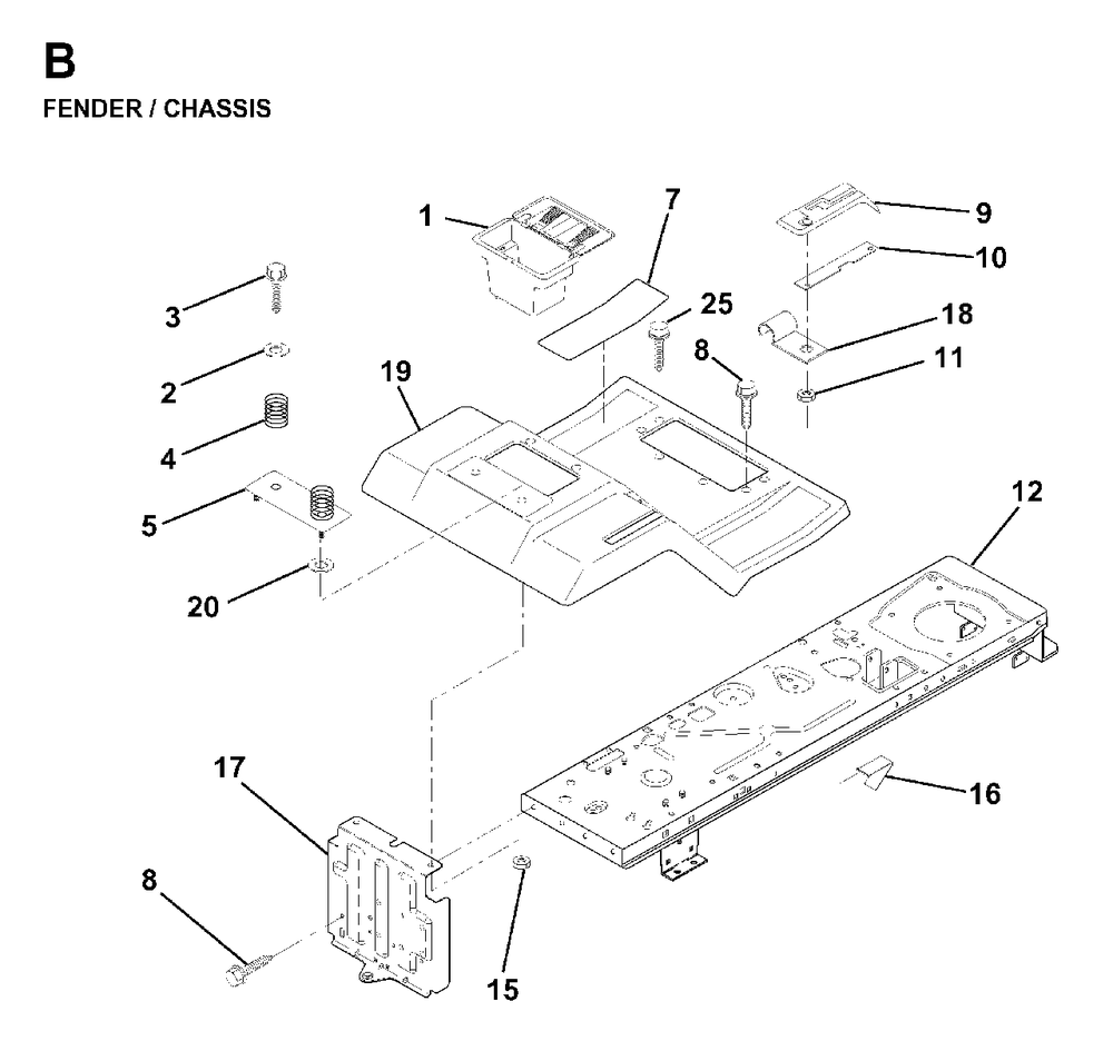 Chassis Enclosures Diagram and Parts List for LR11 1998-04 Jonsered Lawn Tractor