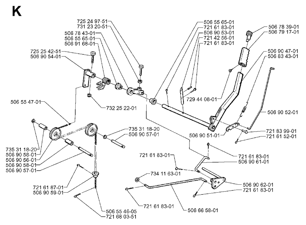 Controls 1 Diagram and Parts List for FR13 1998-06 Jonsered Lawn Tractor
