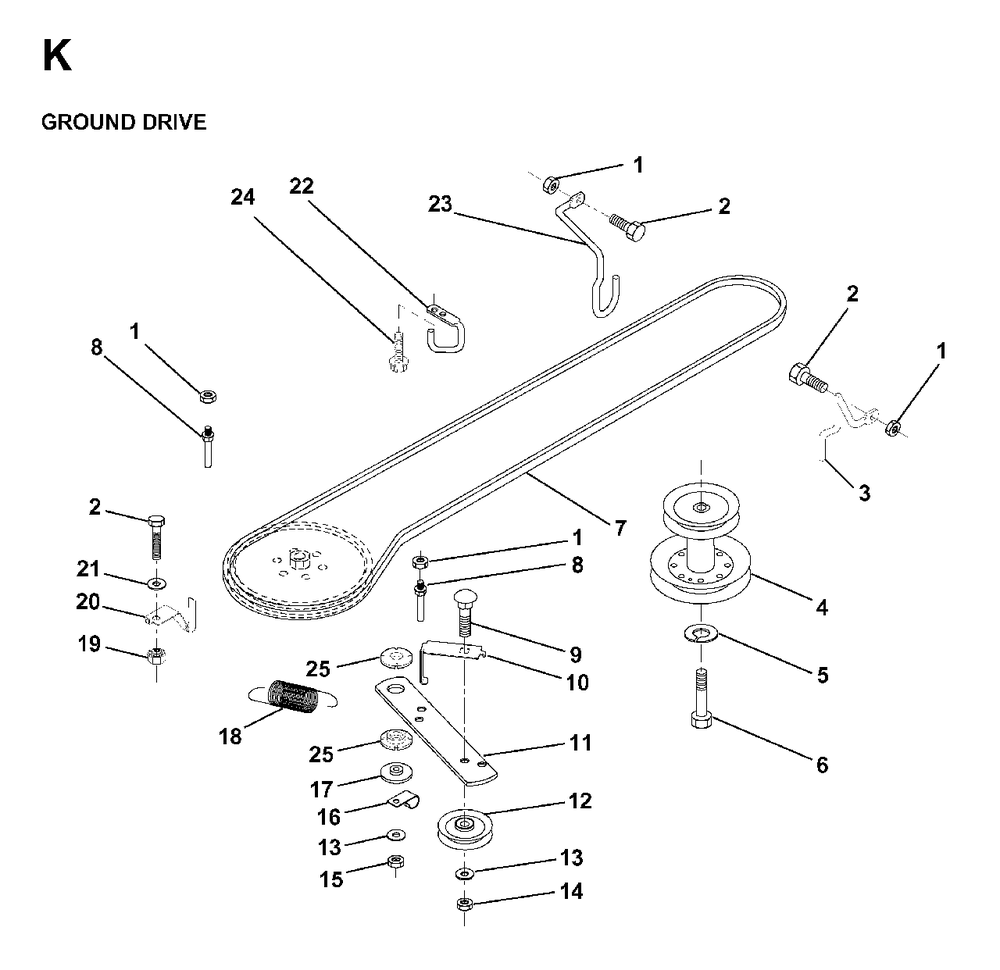 Drive Diagram and Parts List for LR13 (954130013)(1998-01) Jonsered Lawn Tractor