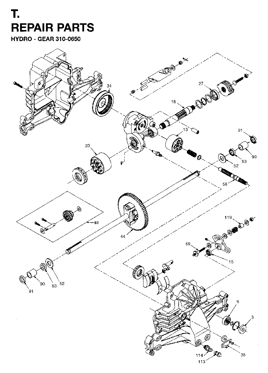 Gear Case Diagram and Parts List for LTH15 (954820171)(1996-01) Jonsered Lawn Tractor