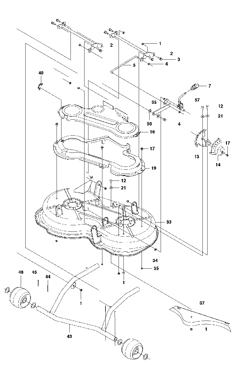 Mower Deck / Cutting Deck 2 Diagram and Parts List for FR2312MA (966639885)(2011-02) Jonsered Lawn Tractor