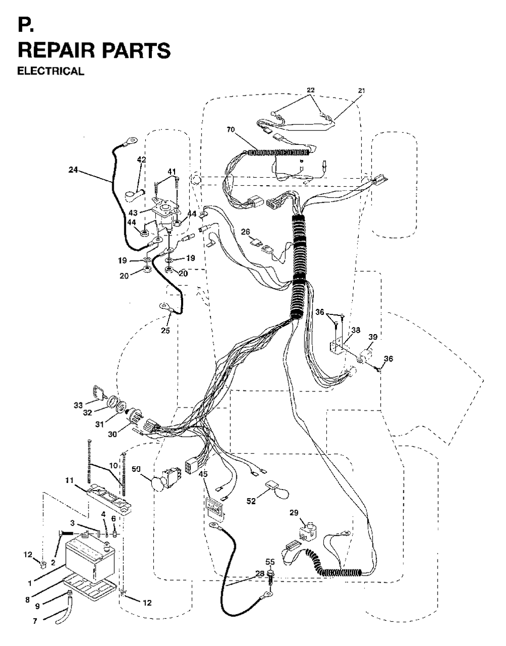 Electrical Diagram and Parts List for YTH18 (954003471)(1996-01) Jonsered Lawn Tractor