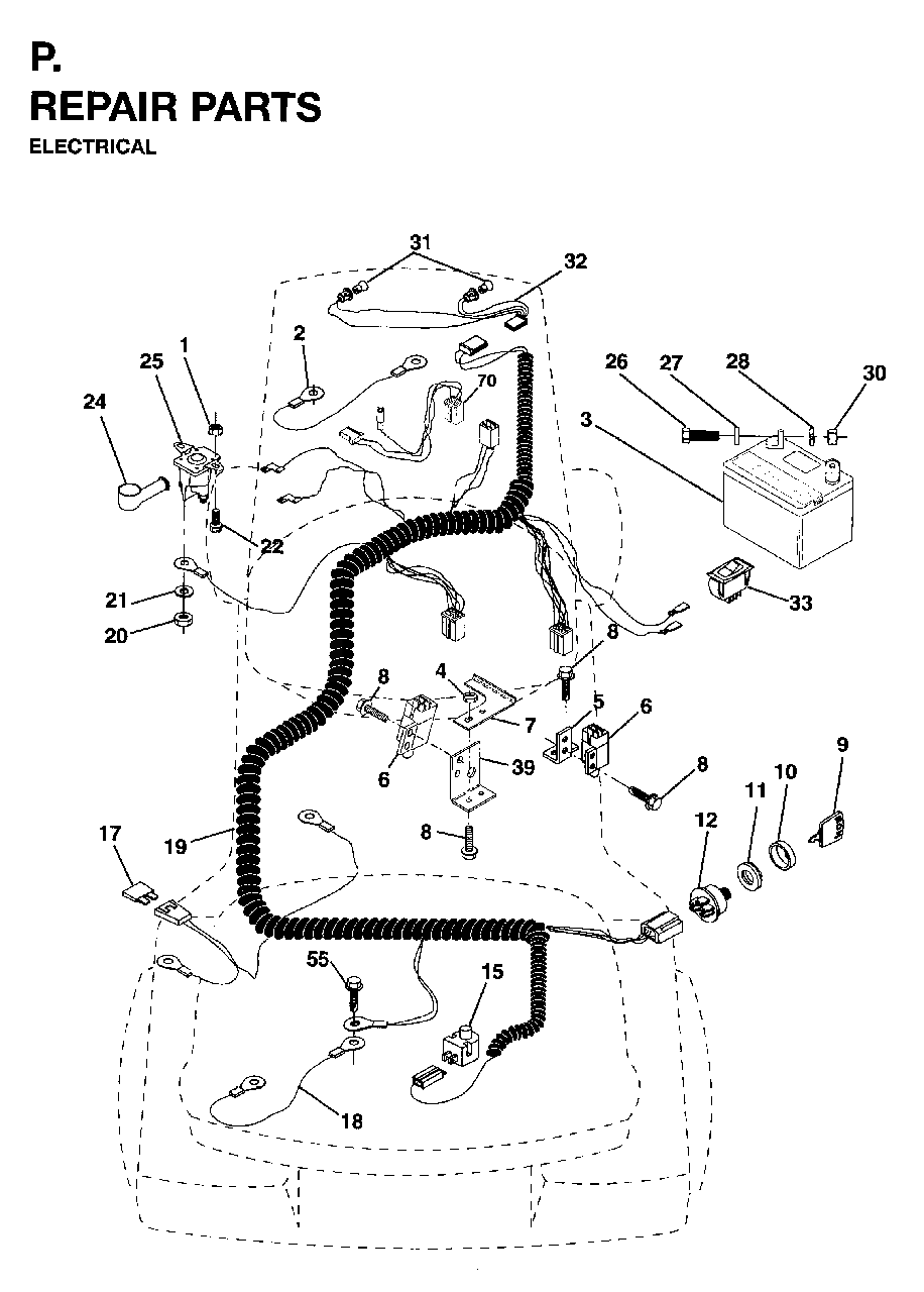 Electrical Diagram and Parts List for LR12 (954003411)(1996-01) Jonsered Lawn Tractor