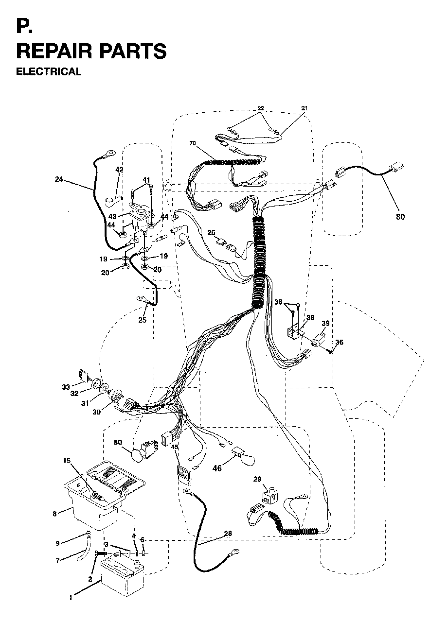 Electrical Diagram and Parts List for LTH15 (954820171)(1996-01) Jonsered Lawn Tractor