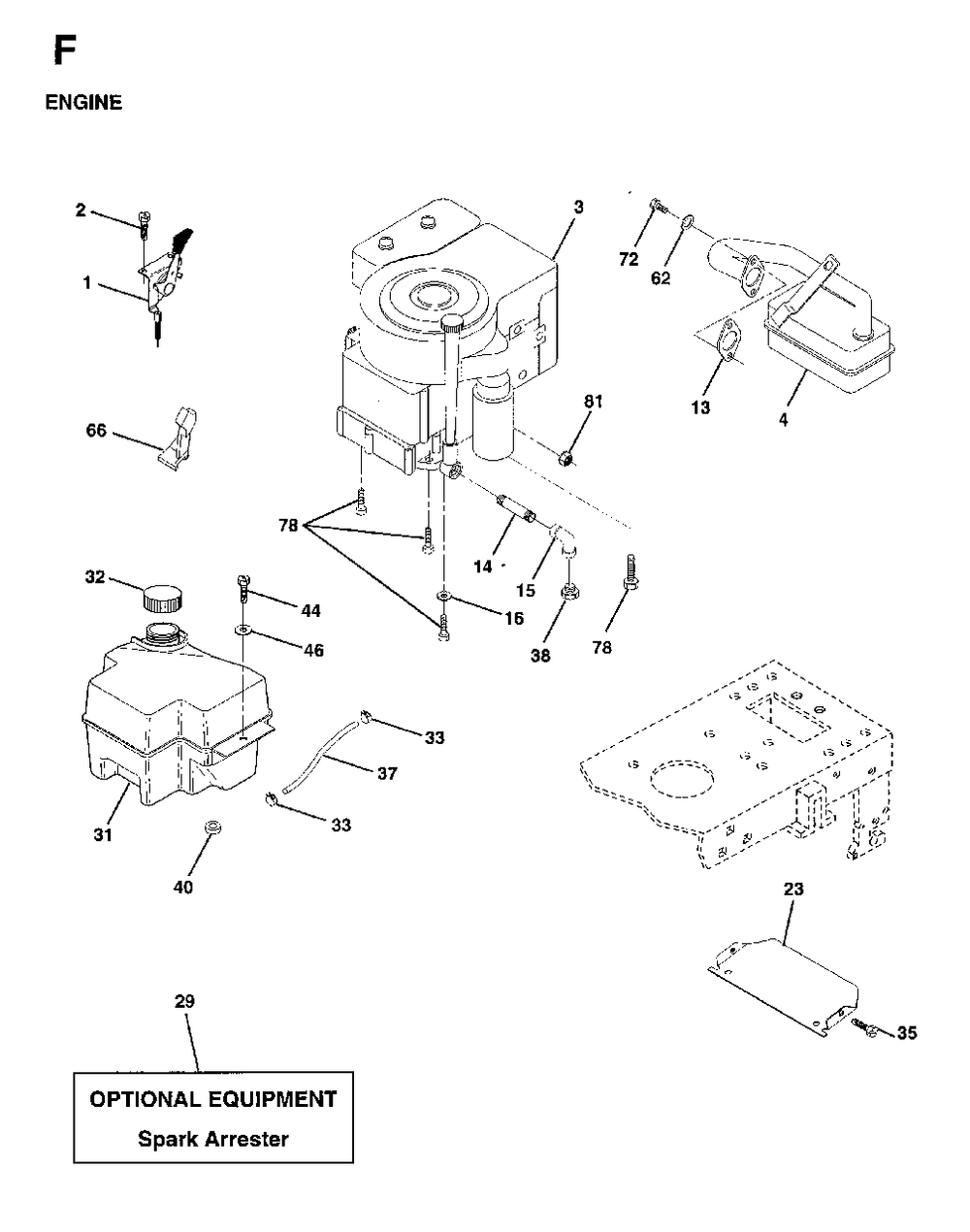 Engine Cutting Equipment Diagram and Parts List for LT15 (954130003)(1997-04) Jonsered Lawn Tractor
