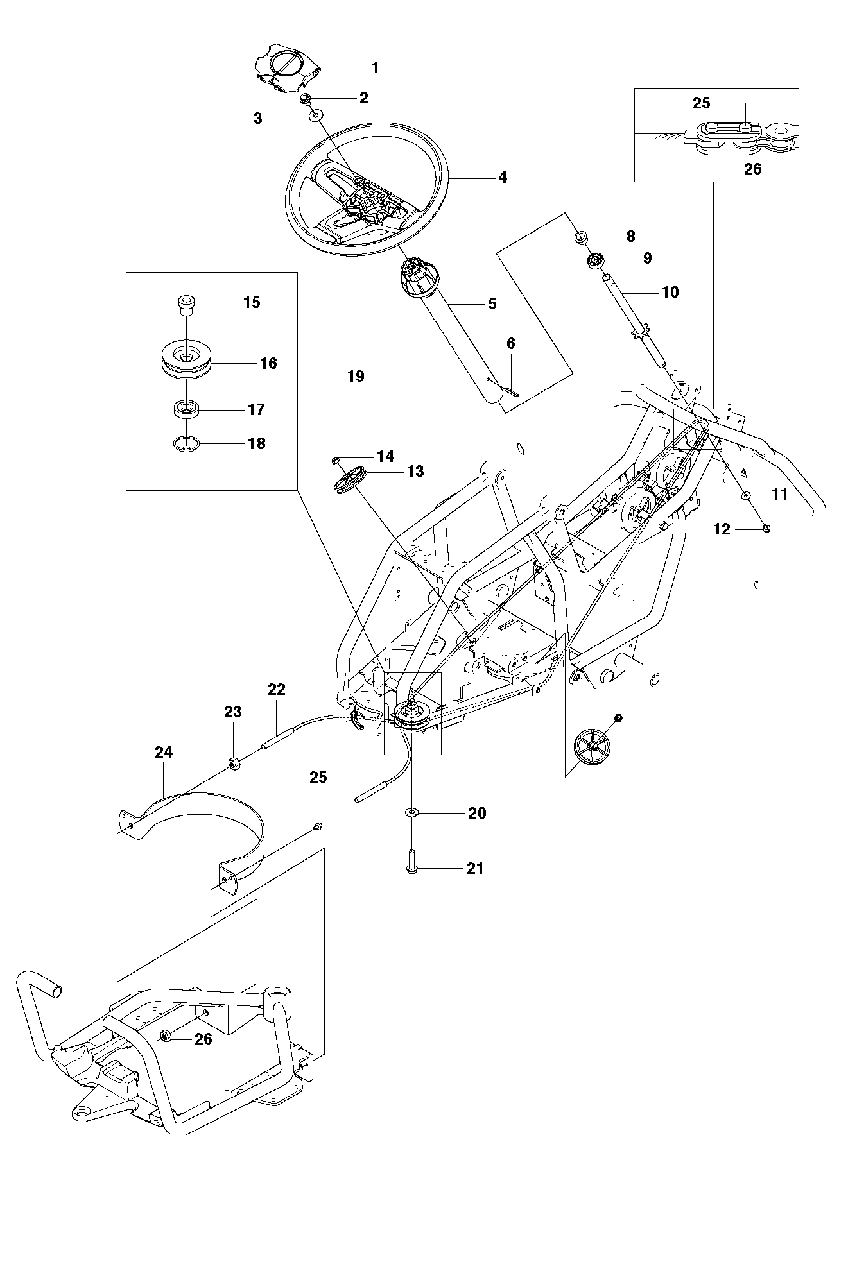 Steering Diagram and Parts List for FR2312MA (966639885)(2011-02) Jonsered Lawn Tractor