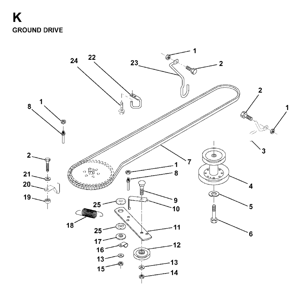 Drive Diagram and Parts List for LR12 1998-04 Jonsered Lawn Tractor